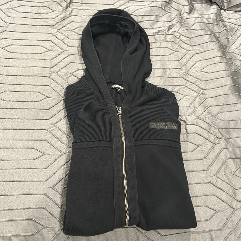 Men’s Black Express Zip Up Hoodie Size L
